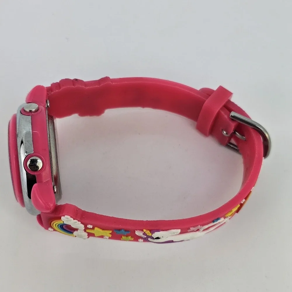 Digital Kid's Watch 34MM Unicorn Rainbows Pink Plastic‎ Bands New Battery